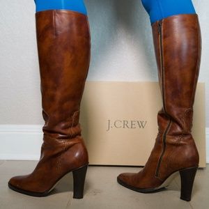 J Crew Cognac Italian Leather boots